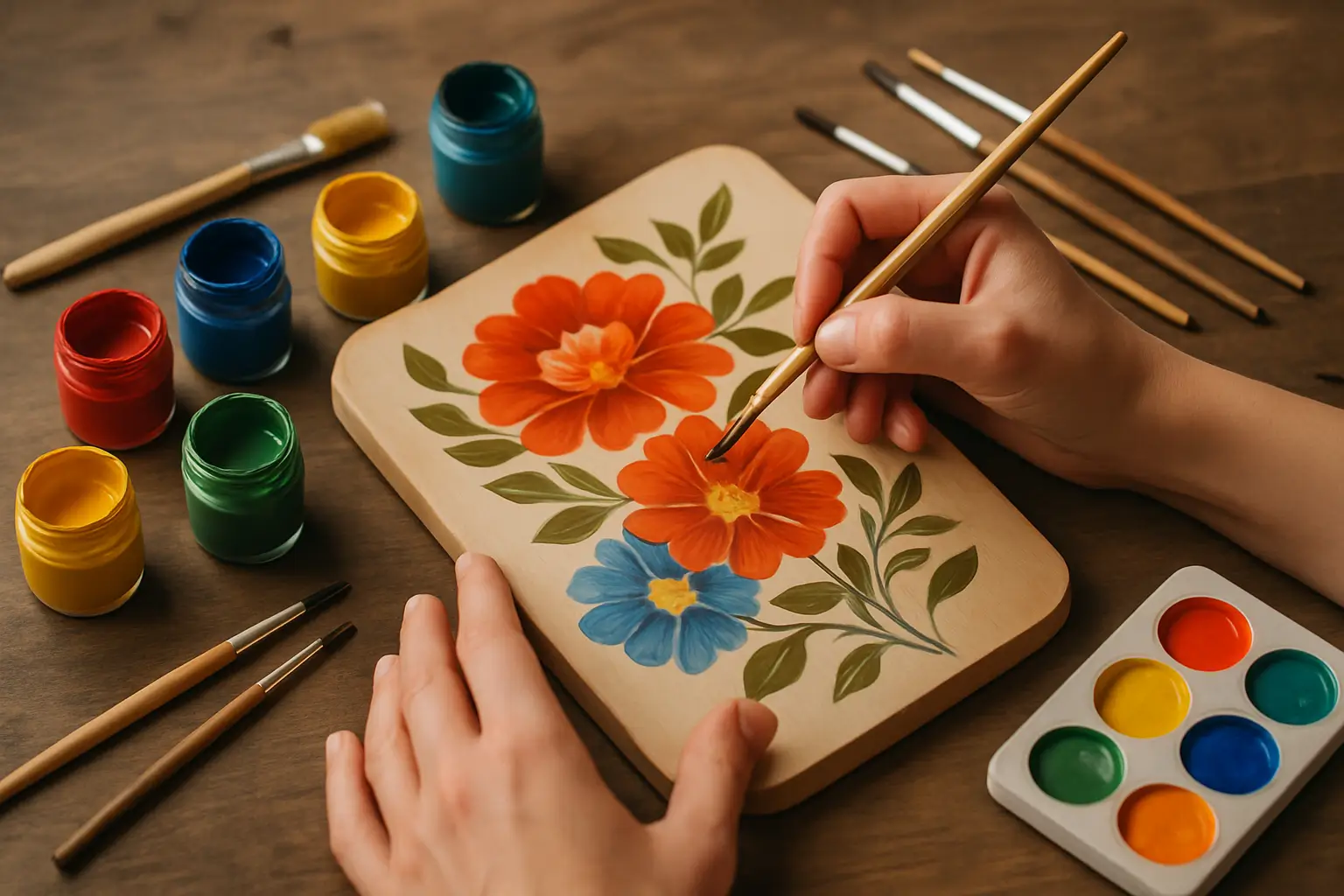 Pintura manual em artesanato