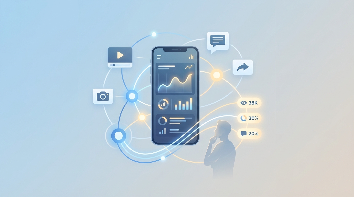 algoritmo das redes sociais analisando engajamento e retenção