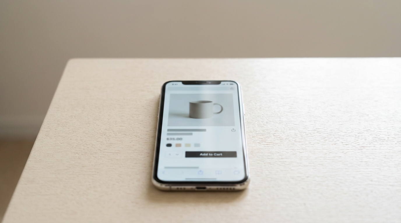 celular exibindo página de venda online em destaque
