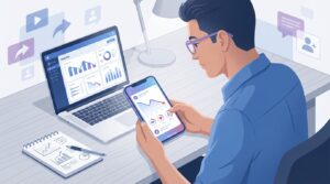 criador de conteúdo analisando baixo alcance de vídeos no tiktok