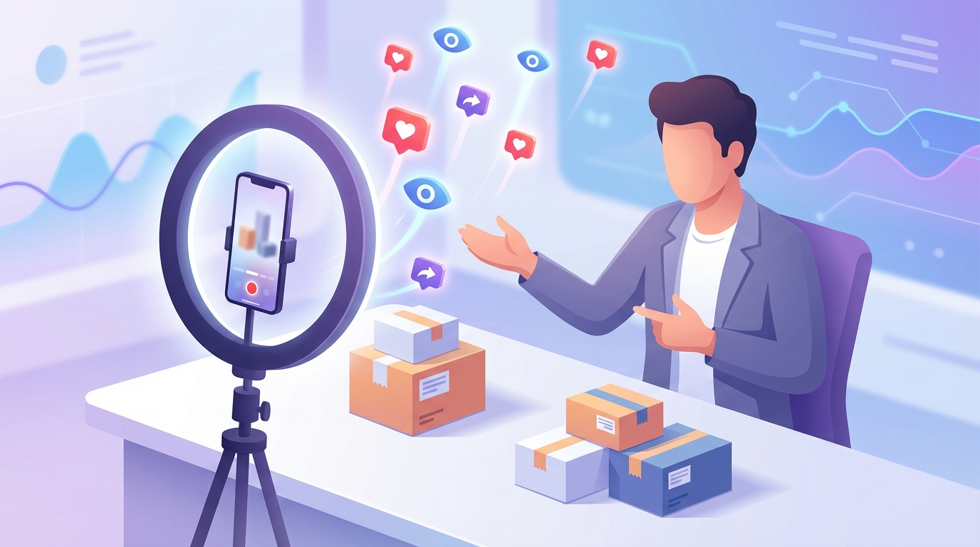 criador de conteúdo gravando vídeo de produto da Shopee para TikTok