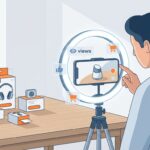 criador de conteúdo gravando vídeo de produto para shopee