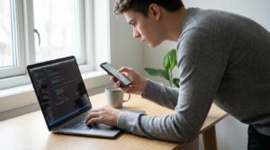 criador usando inteligência artificial para criar conteúdo no celular