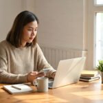 pessoa trabalhando online pelo celular e notebook ganhando dinheiro