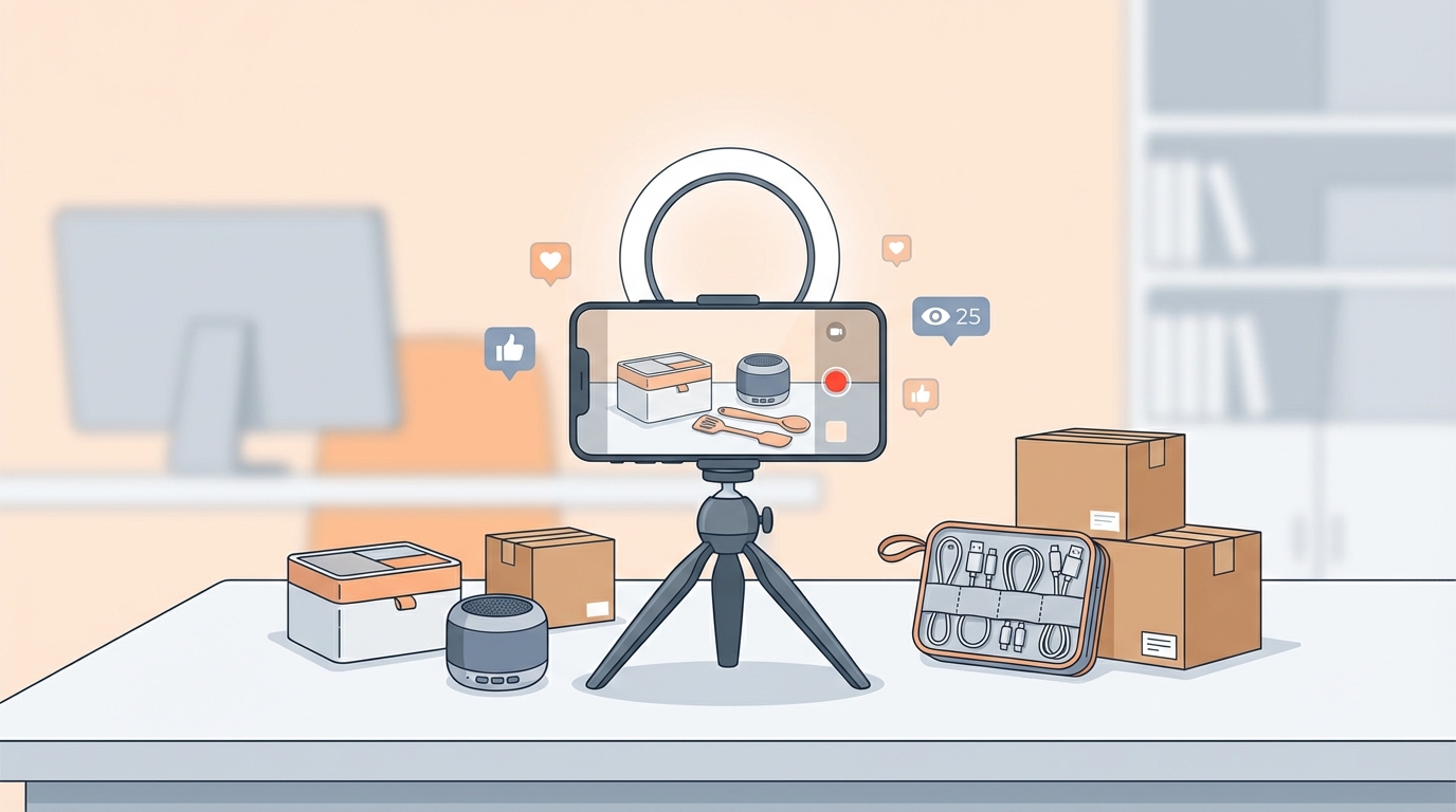 produtos populares da Shopee usados para conteúdo em redes sociais